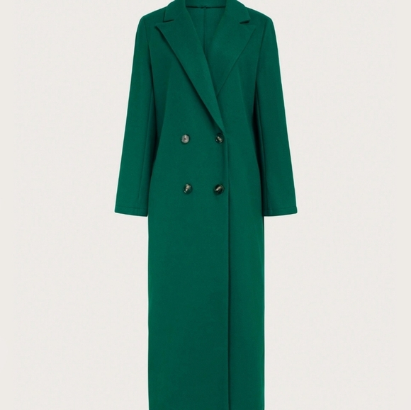 Plain Double-Breasted Women Simple Long Sleeve Long Coat - Picture 2 of 5